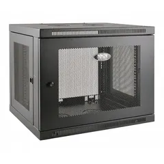 The TRIPP LITE SRW9UDP is a 9U wallmount enclosure designed to house standard 19-inch rack-mount equipment such as network switches and patch panels. It provides secure, space-saving installation in areas with limited floor space.