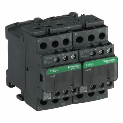 SCHNEIDER Magnetic Contactor: Reversing, 3 Poles, 3NO Contacts, 25 A - Reversing IEC Contactors