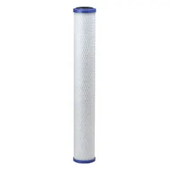 This drop-in water filter cartridge is designed for drinking fountains and beverage machines. It features carbon filter media to reduce sediment and improve taste. Rated at 3.3 gpm with a 12,000-gallon capacity and 20-inch overall height.