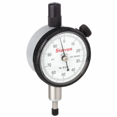 STARRETT Dial Indicator - Lug Back: 0 in to 0.25 in, Inch, Plunger - Continuous Reading Back Lug Dial Indicators