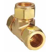 PARKER Compression Tee Fitting: 3/4 in OD x 3/4 in OD x 3/4 in OD Size, Brass (MPN 12ET12-B)