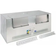 Rectangular duct inline cabinet fan for square duct systems with 6 in x 6 in connection. Delivers 2,110 cfm at 0.100 in SP. Operates on 115V AC single-phase power, 1,285 W, single speed. Discharge direction can be horizontal or vertical. Suitable for ventilating commercial or industrial spaces.