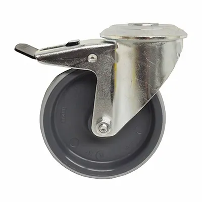 ALCO Stem Caster: Swivel, Face Brake, Hollow Kingpin, Silver, Gendron - Casters for Healthcare Beds