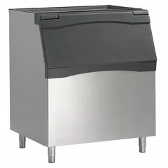 This SCOTSMAN ice bin stores up to 778 lb of ice. It features a top-hinged, stainless steel construction with dimensions of 44 in height, 34 in width, and 42 in depth. Designed for use with modular ice machines in commercial foodservice operations.