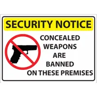 Concealed Carry Sign: Plastic, Mounting Holes Sign Mounting, 10 in x 14 in Nominal Sign Size (MPN 2819)
