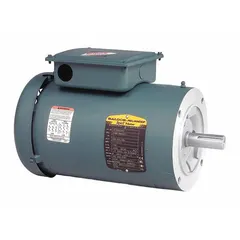 Totally enclosed fan-cooled (TEFC) 3-phase AC motor with C-face mounting for direct coupling to pumps, fans, conveyors, and machine tools. Rated 1/2 hp, 1760 RPM at 60 Hz, with full load current 0.90 A and dual voltage 208-230/460V AC.