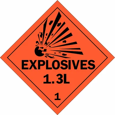 BRADY Container Placard: Explosives 1.3 L 1, 10 3/4 in x 10 3/4 in, 10 3/4 in Label Ht - Class 1: Explosives