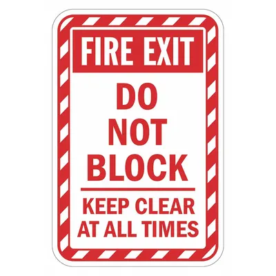 LYLE Reflective Fire Door Fire Exit Sign: Aluminum, Mounting Holes Sign Mounting - Fire Exit: Fire Exit Do Not Block Keep Clear At All Times Signs