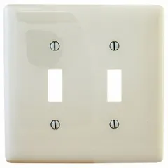 General-purpose wall plate for toggle switches. Two-gang jumbo size in almond color. Molded from nylon for standard switch openings.