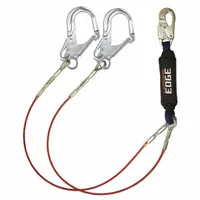 FALLTECH Shock-Absorbing Lanyard: Shock Pack, Aluminum Rebar Hook, Aluminum Snap Hook, 2 Legs, Red (MPN 8354LEY3A)
