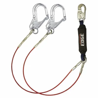 FALLTECH Shock-Absorbing Lanyard: Shock Pack, Aluminum Rebar Hook, Aluminum Snap Hook - General Fall Protection Shock-Absorbing Lanyards
