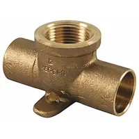 NIBCO Sweat Fitting Tee: 1/2 in CTS x 1/2 in CTS x 1/2 in Pipe, Cup x Cup x FNPT, Low Lead Bronze (MPN 7125LF-12)