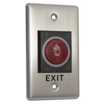 STORM INTERFACE Exit Push Button: 4 7/8 in Ht, 1 1/2 in Dp, 2 3/4 in Wd, Gray - Push-to-Exit Buttons