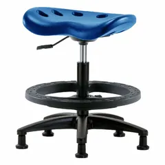 Polyurethane Lab Stool, Height Range 19 in to 26 1/2 in, 17 in Seat Width, 14 in Seat Depth, 5 Glides, Fiberglass Base