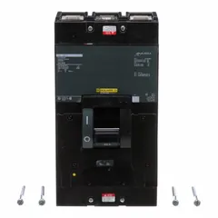3-pole molded case circuit breaker rated 400 A at 240V AC with a maximum AIR rating of 25kA at 120/240V AC. Features adjustable instantaneous trip, lug terminals, and ABC phase connection. Suitable for overcurrent protection in electrical distribution systems.