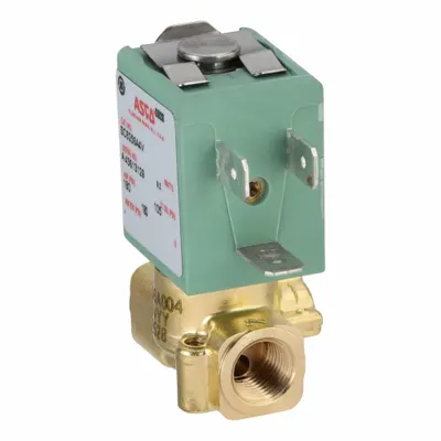 ASCO Solenoid Valve: 2-Way, Normally Closed, 1/8 in Pipe Size, 120V AC, Compact - 2-Way/2-Position, Normally Closed Solenoid Valves