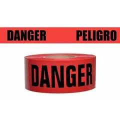 APPROVED VENDOR Bilingual Danger/Peligro Barrier Tape, 3 in x 1000 ft, Red Polyethylene