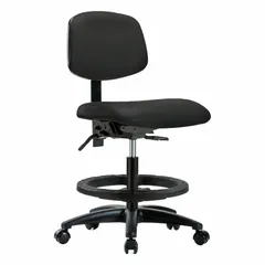 Vinyl Lab Chair, Armless, Nylon Base, Adjustable Height 21-28 1/4 in