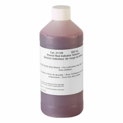 HACH Phenol Red Indicator Solution: 500 mL Volume, Liquid, Bottle, Solution - Ion Specific Standards