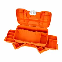 Empty First Aid Kits: 7 5/8 in Overall Ht, 14 in Overall Wd, 8 3/4 in Overall Dp, Orange, Plastic (MPN PM8100)