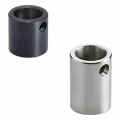 Hole reducing sleeve for adapting position indicators with 6 mm shafts to 14 mm mounting bores. Made of black oxide coated steel. Weight 21 g. Series RB51.