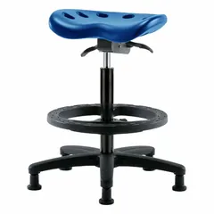 Polyurethane Lab Stool, 17 in Seat Width, 14 in Seat Depth, Height Range 22-1/2 to 32 in, Fiberglass Base, 5 Glides