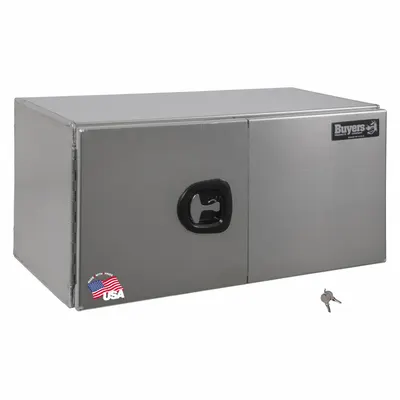 BUYERS PRODUCTS Double Barn-Door Box, 18 in Depth, Silver, Keyed Lock - Double Barn-Door Boxes