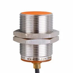 Shielded cylindrical inductive proximity sensor with a 3-wire non-terminated cable. Operates on 10-30V DC supply with PNP output. Used for non-contact detection of metal objects in industrial automation, such as position sensing, part presence, and machine control.