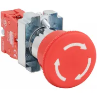 DAYTON Emergency Stop Push Button: Non-Illuminated, Mushroom Head Profile, Non-Metallic, 22 mm, 1NC (MPN 30G253)
