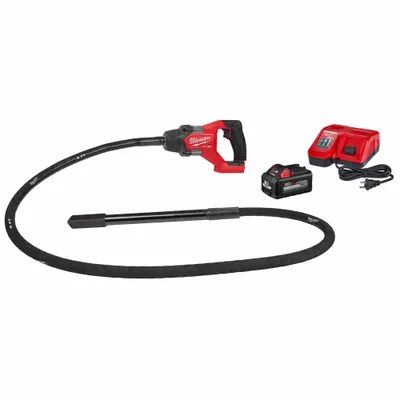 MILWAUKEE Concrete Vibrator Kit: Handheld, 18V DC, 8 ft Lg, 1 in Dia, 4 in Radius - Milwaukee Cordless Concrete Vibrators