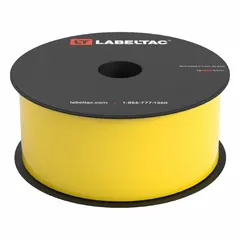 Continuous vinyl label roll for use with LabelTac Pro 2 printers. Yellow gloss finish, 2 in x 100 ft, rated for indoor/outdoor applications. Suitable for asset identification, pipe marking, and safety signage.