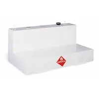 Transfer Tank: White, L-Shape, 100 gal Capacity, Steel, 14 ga Thick, Powder-Coated (MPN 480000)