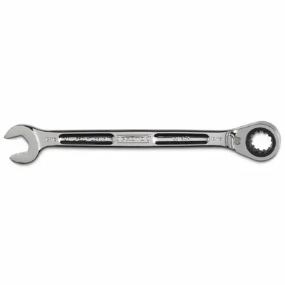 PROTO Combination Wrenches: Alloy Steel, Full Polish Chrome, 13/16 in Head Size - SAE Spline Ratcheting Combination Wrenches