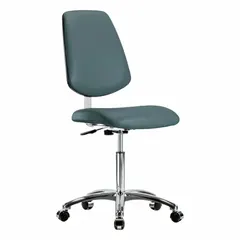 Approved Vendor Cleanroom Task Chair, Vinyl, Armless, Height Range 21 1/2 to 29 in, Seat Width 18 1/2 in, Depth 17 in, Aluminum Base, ISO 4