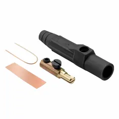 Male plug with single set screw termination, rated 150 A and 600V AC/600V DC. Black housing. Suitable for industrial power distribution and heavy equipment connections requiring a high-current disconnect.