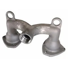 Cast iron outlet manifold with 1 1/2 in FNPT connection, designed as a replacement part for Dayton NDP-40 series diaphragm pumps. Used to direct fluid discharge in industrial pumping applications such as water transfer, dewatering, and chemical handling.