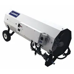 Direct-fired portable torpedo heater with 400,000 BtuH output, suitable for temporary heating in construction sites, warehouses, and industrial facilities. Operates on natural gas or propane. Features LED diagnostics for troubleshooting. Dimensions: 21-1/2 in H x 12-1/2 in W x 34-1/2 in D.