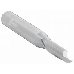 Solid carbide spiral O-flute upcut router bit designed for routing aluminum in industrial machining and fabrication operations. Features a 3/16" cut diameter and 3/8" length of cut for precision material removal.