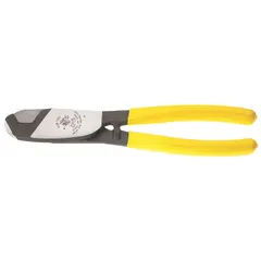 Shear-type cable cutter for aluminum electric cable up to 3/4 in diameter. Plastic handle provides a comfortable grip. Used for cutting aluminum conductors in electrical installations and data cable work.