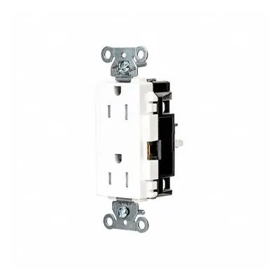 HUBBELL Receptacle: Decorator Duplex, 5-15, White, 125V AC, 15 A - General Purpose Receptacles