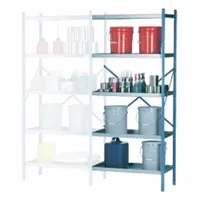 DENIOS Open Metal Shelving: Add-On Unit, Heavy-Duty, 18 in x 34 in, 84 in Overall Ht, 4 Shelves (MPN K32-1108)