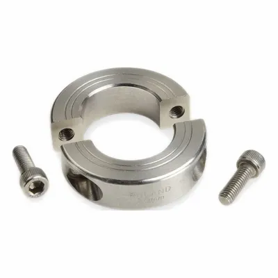 RULAND MANUFACTURING Shaft Collar: 2-Piece, Metric, Round, Clamp-On, 7 mm Bore Dia - Stainless Steel Shaft Collars