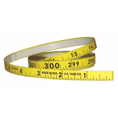 US TAPE Adhesive Backed Tape Measure: SAE, Inch, Decimal, Right to Left, 3/8 in Overall Wd - Inch Adhesive Tape Measures