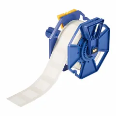 Roll of 800 precut labels, each 1 in x 1 1/2 in, made from inkjet print-receptive acrylic material with permanent adhesive. Designed for use with the Brady J7300 printer series. Suitable for industrial identification, asset tags, safety labels, and facility marking.