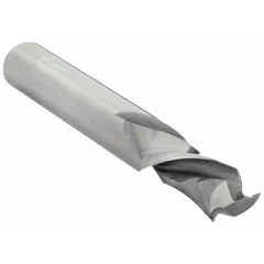 Solid carbide compression spiral-flute router bit with two flutes, 3/8" cutting diameter, and 1-1/8" length of cut. Designed for chip-free cutting of wood, plywood, and MDF in CNC routing and table-mounted applications.