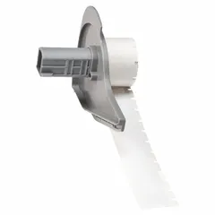 This continuous label roll measures 5/8 in by 50 ft and is made of white polyester with halogen-free material properties. It is designed for use with the M710 printer series. Typical applications include durable identification of industrial equipment, parts, and assets.