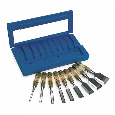 WESTWARD Wood Chisel Set: Plastic, 7 3/4 in Overall Lg, 9 Pieces - Wood Chisel Sets