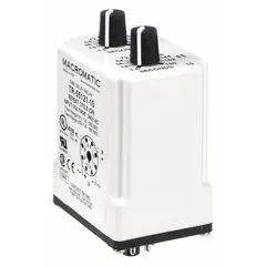 Socket-mounted time delay relay with single-function timing control. Rated for 240V AC and 10 A, with 8 pins/terminals. Used in industrial control panels for sequencing or delaying electrical operations in automation, HVAC, and process control systems.