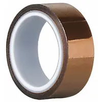 This polyimide film tape with acrylic adhesive is designed for high-temperature masking applications such as powder coating, wave soldering, and PCB protection. It provides heat resistance and clean removal. Tape is 1/2 inch wide, 5 yards long, and 2.5 mil thick, in brown