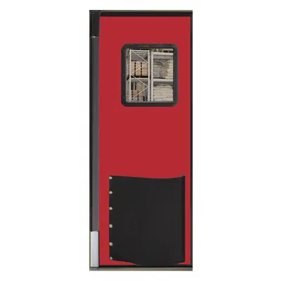 CHASE Swinging Door: Polyethylene, 1 Doors, Red, 3 ft Door Wd, 7 ft Door Ht, Window Included - Washdown Swinging Doors